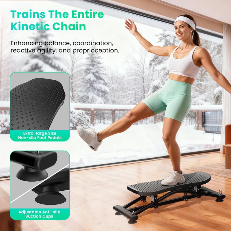 RoyalRcmtx Balance Board for Adults, Rocking Stepper with Resistance Bands, 300LBS Portable Wobble Board, Quiet Side to Side Ski Simulator Trainer Exercise Machine for Home Gym Core Workout