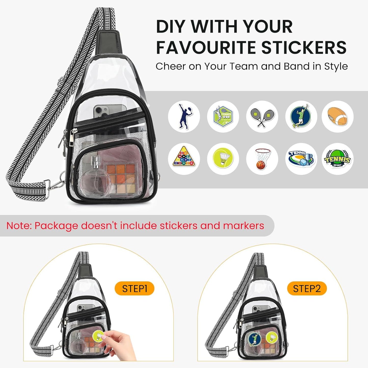 Sisipoet Clear Stadium Bag - Stylish Crossbody Concert Bag | Versatile Fanny Pack for Events