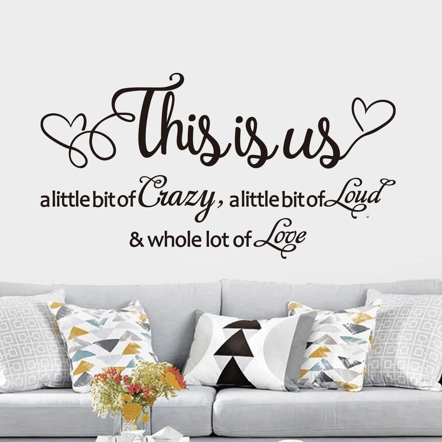 Inspirational Family Wall Stickers for Bedroom: Motivational Home Quotes Vinyl Art Wall Decals for Living Room Kitchen Apartment Bathroom - This is US 21" X 11"