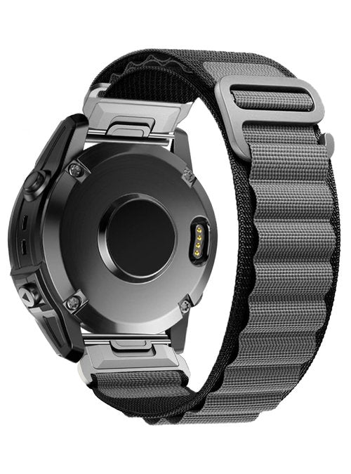 Nylon-Band for Garmin Fenix E/Fenix 8 AMOLED 47mm/Fenix 7/Fenix 7 pro/Fenix 6/Fenix 6 pro/Fenix 5/Fenix 5 Plus,Quickfit 22mm Adjustable Nylon Loop Bands for Garmin Forerunner 935/945, Instinct,Approach S62/S60 (BlackGray)