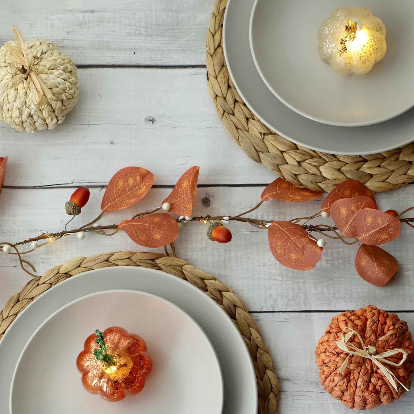 Set of 3 Golden Glass Pumpkin Lights - 2.5" Battery Operated LED Fall Decor for Halloween & Thanksgiving, Mercury Glass Table Centerpiece, Warm Amber Glow for Indoor Autumn Decorations