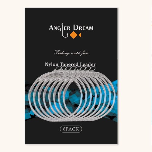 8 Pack Welded Tapered Fly Fishing Leaders - 9ft Nylon with Loop | Sizes 0X to 7X