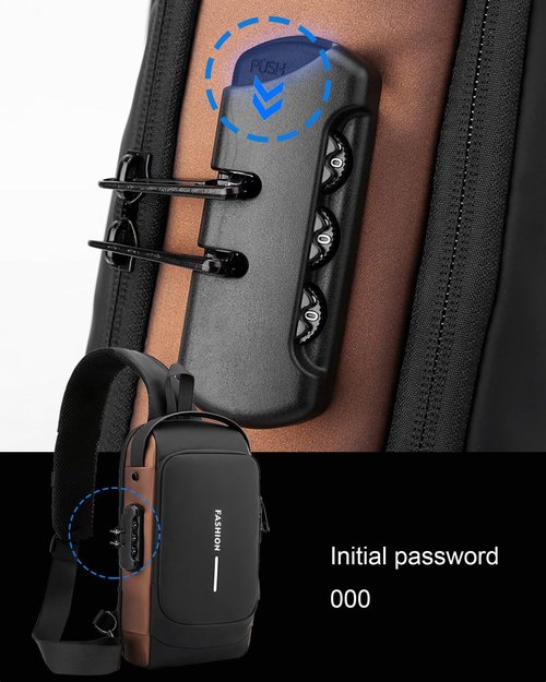 HAN-LBG Sling Bag for Men Women, Black Anti-theft Crossbody Bags with USB Charging Port Waterproof Crossbody Sling Backpack Shoulder Bag for Hiking Cycling Running Travel