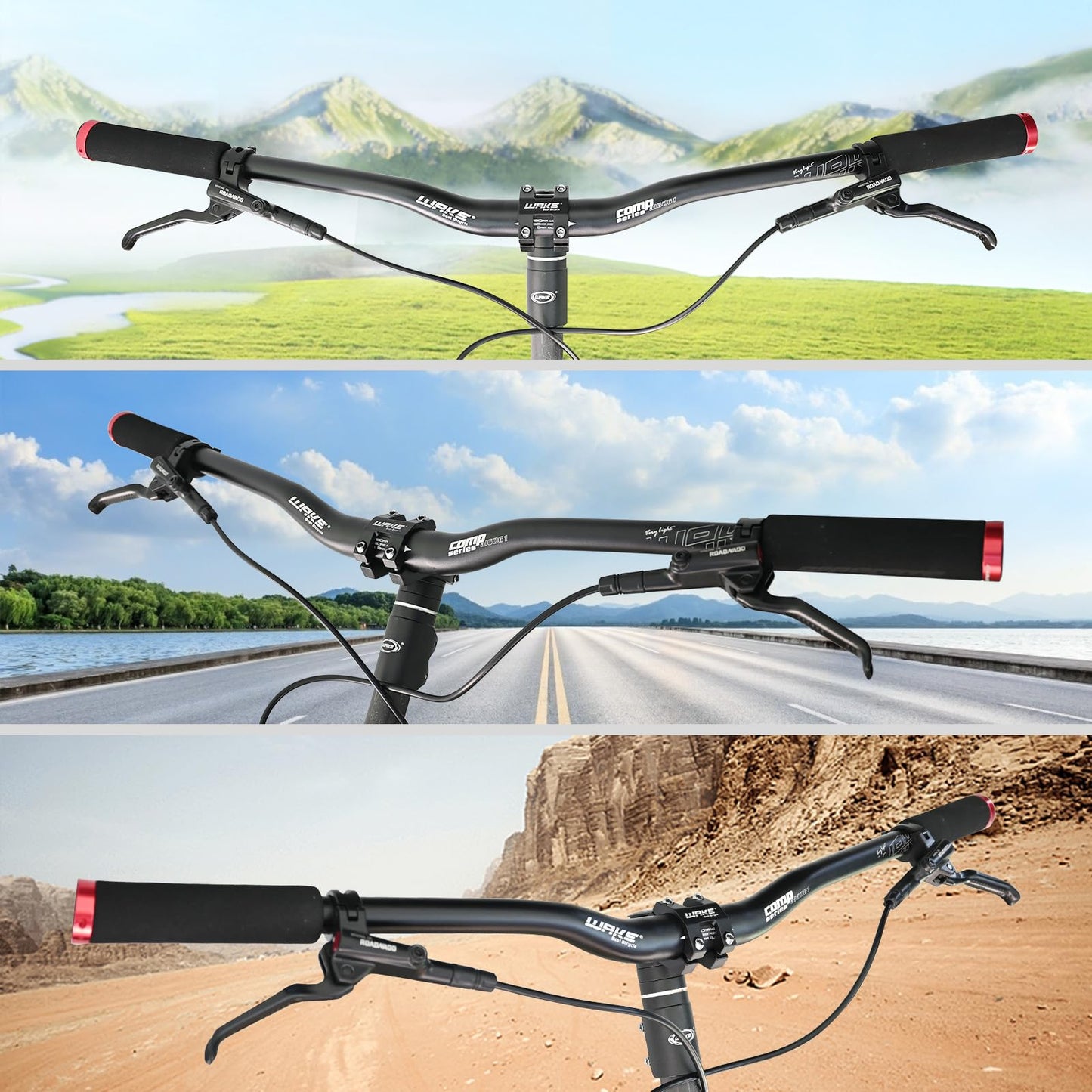 Wake MTB Mountain Bike Handlebar, 31.8mm Bicycle Riser Handlebars 720mm/780mm Aluminium Alloy Extra Long for Downhill Cycling Racing