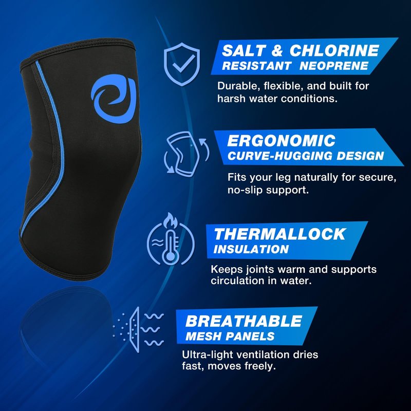 Nvorliy AquaFlex Pro Knee Brace, Compression Knee Sleeve for Swimming, Aquatic, Sailing, Scuba Diving, Surfing, Paddle Boarding, Kayaking & Injury Recovery – Supports Women & Men (L)