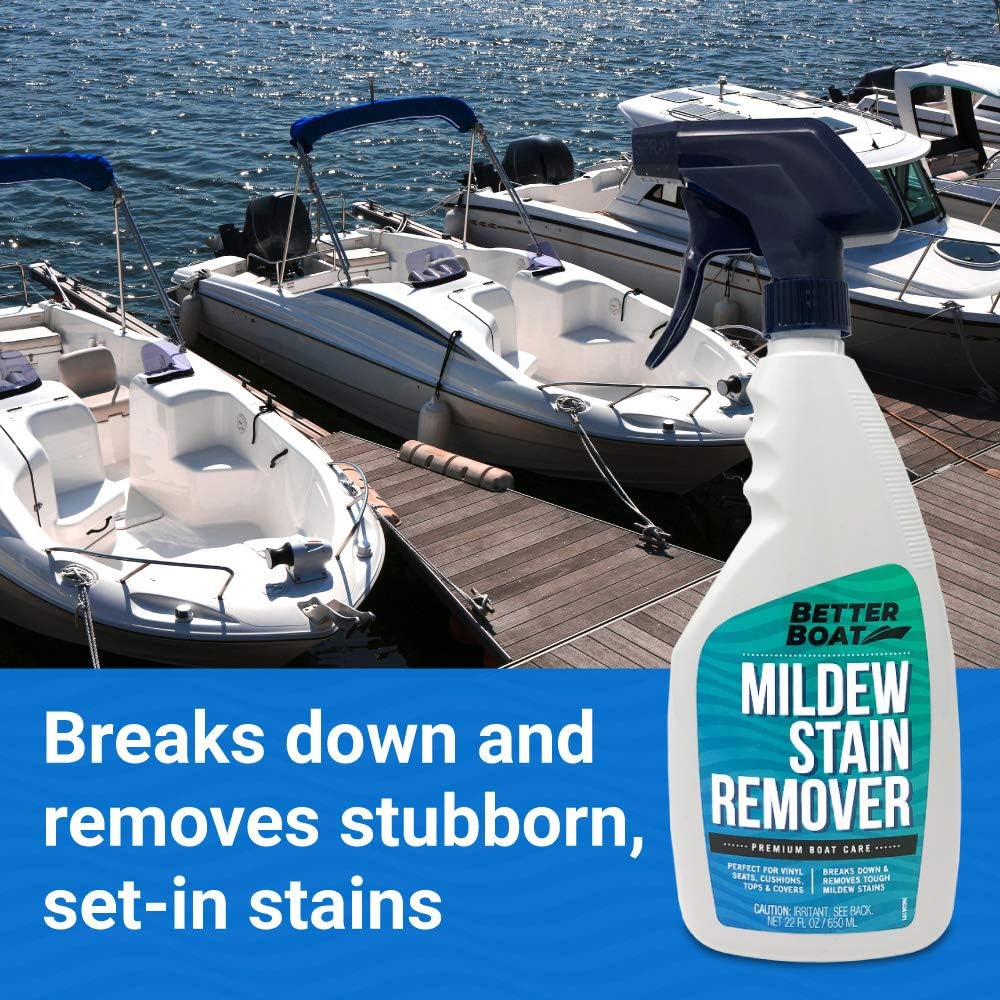 Better Boat Mold and Mildew Stain Remover - 22oz Spray for Fabric, Vinyl, Tile & Grout