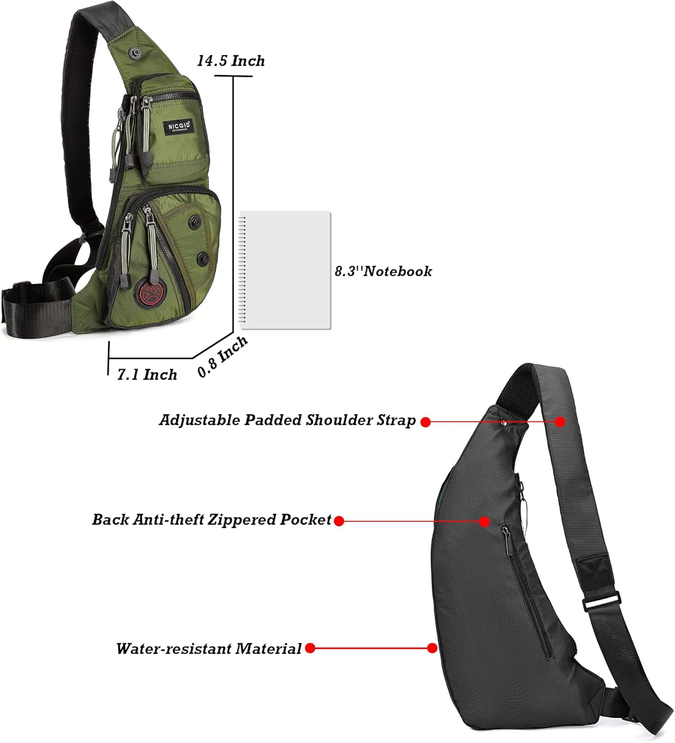 NICGID Sling Bag - Versatile Crossbody Backpack for Men & Women | Casual Daypack in Stylish Design