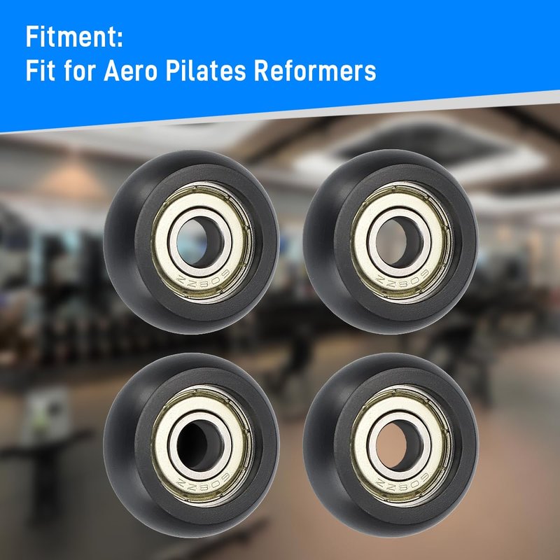 For Aero Pilates Reformer Replacement Roller Wheels, Set of 4 Easy to Install, Smooth & Quiet Glide,Black