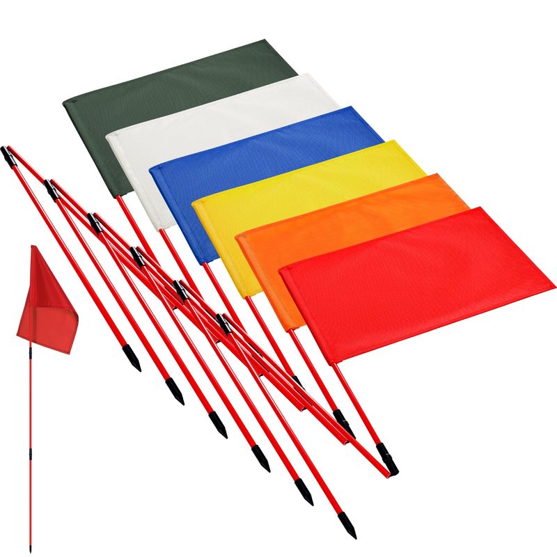 Motionchic 6 Set Golf Flag stick for Putting Green Golf Nylon Flags Pin Flags 3 Section Portable Putting Green Flagpoles for Backyard Practice Indoor Outdoor