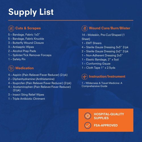 Adventure Medical Kits Mountain Series Medical Kit - Hiker - Emergency Medical First Aid Kit - for 2 People for 2 Days - Comes with a Trauma Pad, Medicine, Guide Book & More - Forest