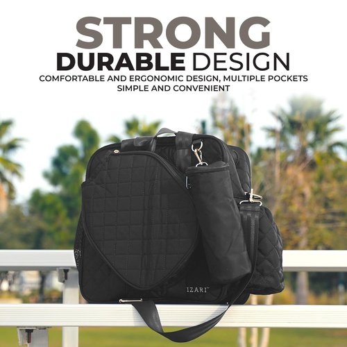 IZARI Designer Pickleball Bag For Women With Fence Hook | Original Quilted Sports Bag for Pickle Ball