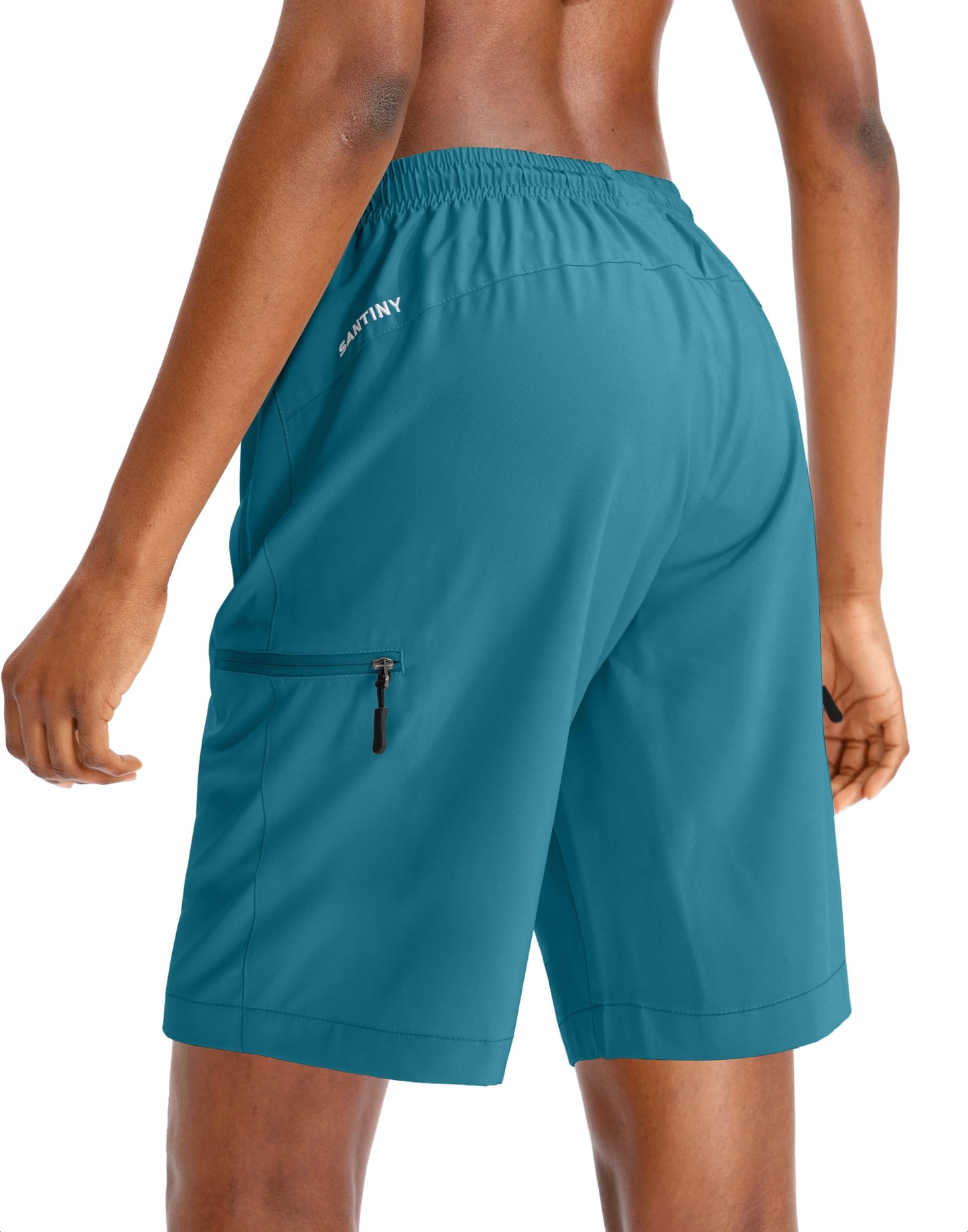 SANTINY Women's 5''/ 7''/9'' Hiking Cargo Shorts Quick Dry Lightweight Summer Shorts for Women Athletic Golf Zipper Pockets(Blue_3XL)