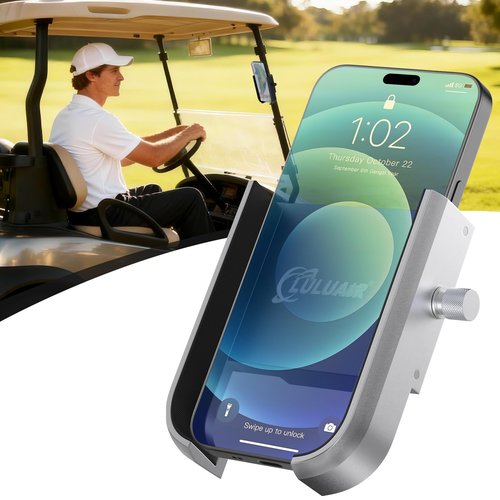 LULUAIR Golf Cart Phone Holder - Slim Smartphone Mount for Golf Cart, Ultra-Strong Magnet - Golf Cart Accessories, Rotatable Universal Magnetic Phone Holder for Golf Cart(Silver)