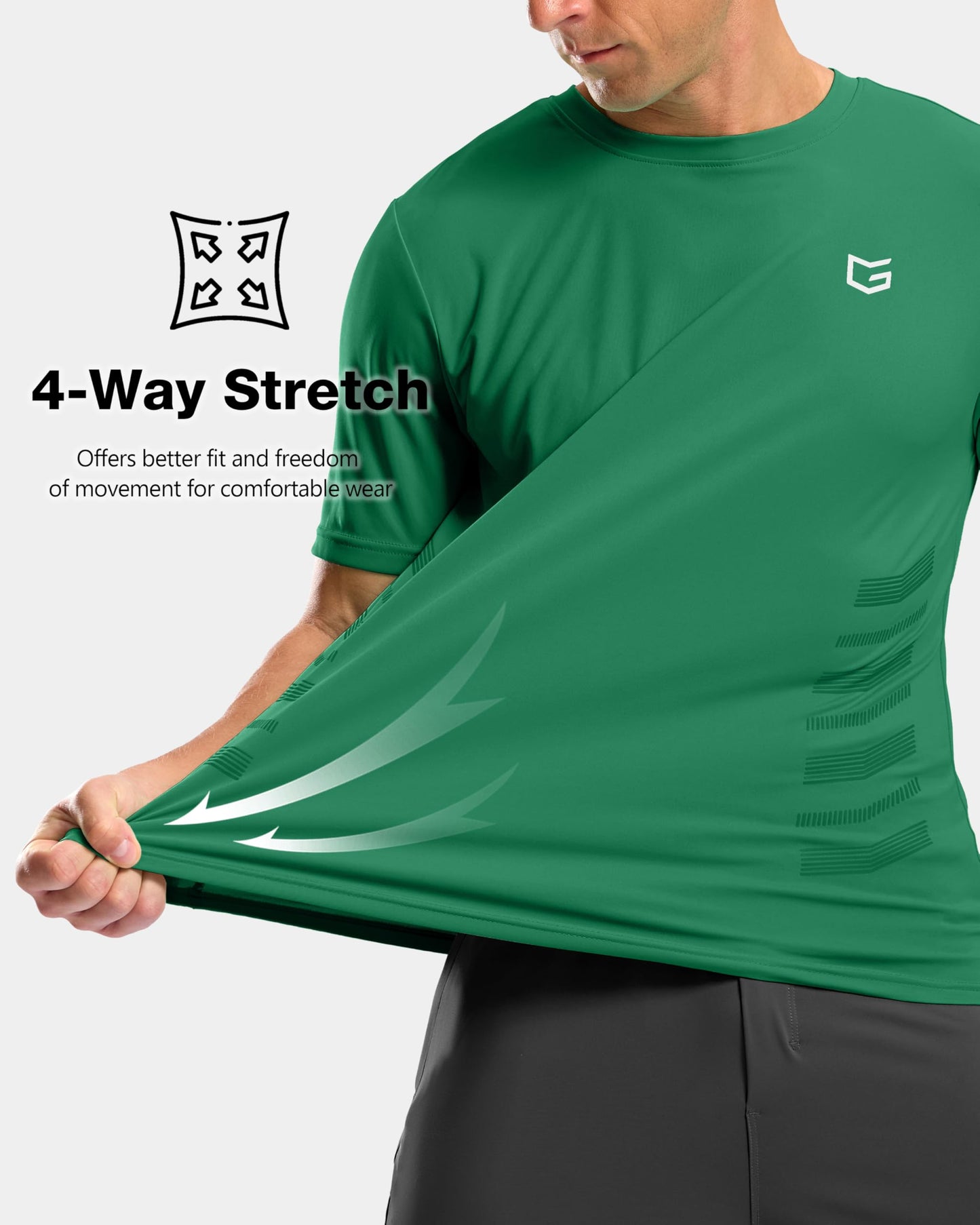G Gradual Men's Workout Shirts Quick Dry Athletic Running T-Shirts Lightweight Moisture Wicking Short Sleeve Sports Gym Tops(Green,L)