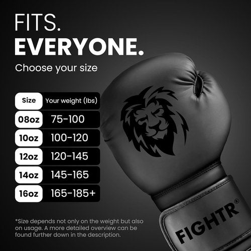 FIGHTR® Boxing Gloves - Maximum Protection & Stability for MMA, Muay Thai & Kickboxing | Sizes 8-16 oz