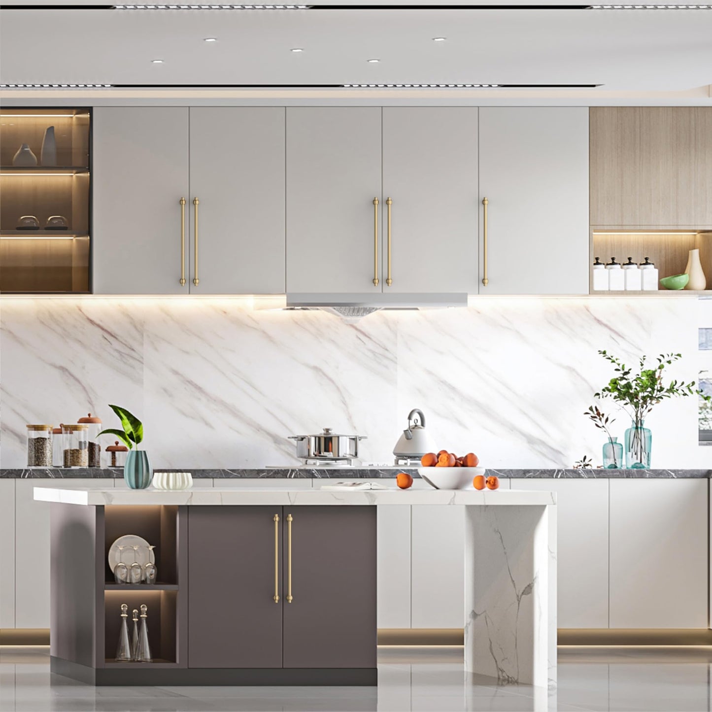 Asidrama 10 Pack 10 Inch(254mm) Champagne Bronze Cabinet pulls Kitchen Cabinet Handles, Cabinet Pulls Kitchen Cabinet Hardware for Cupboard Drawer Pulls