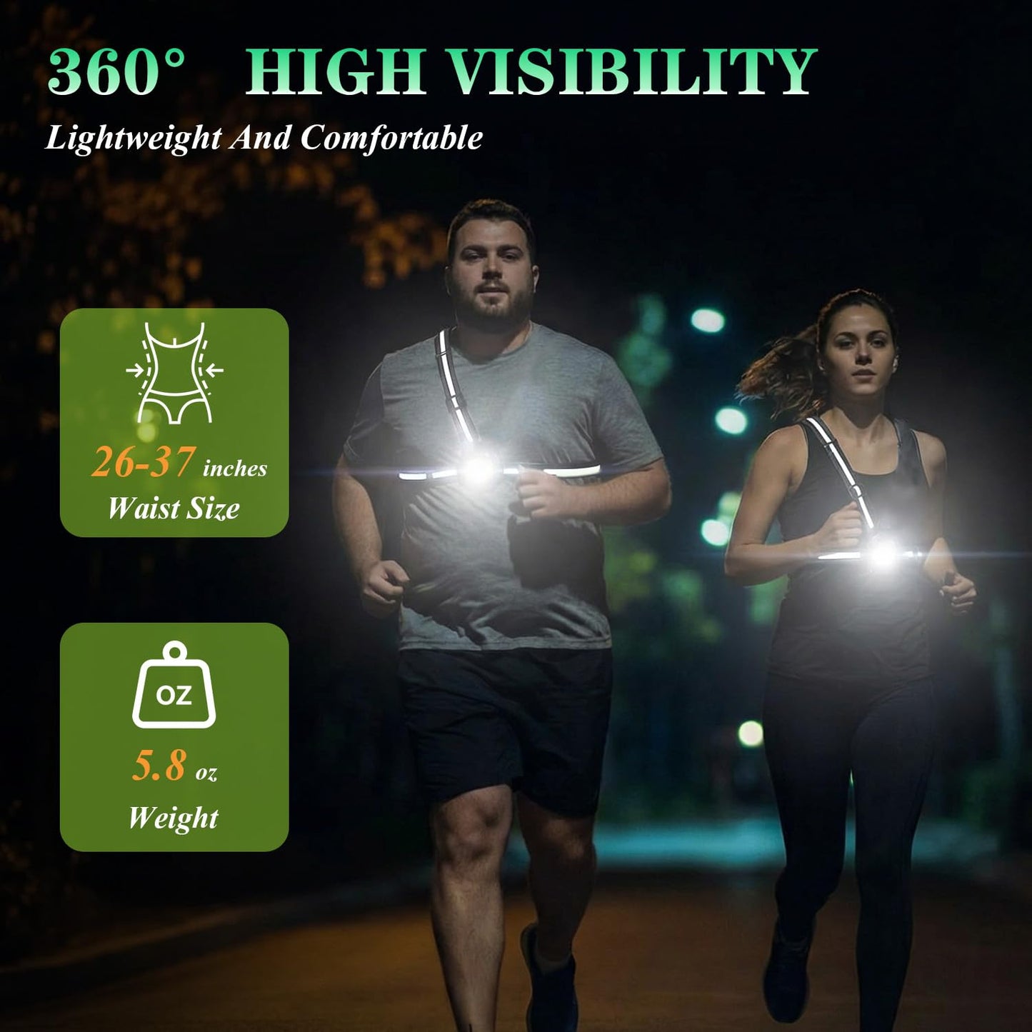 Running Light for Runners, Light Up Vest with Rear Red Warning Light, Black