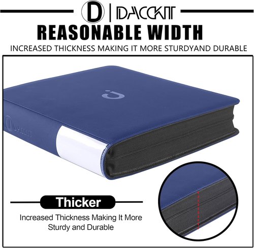 D DACCKIT Premium Comic Binder - Holds 96 Comics with Sleeves | Classic Navy Blue Storage Album