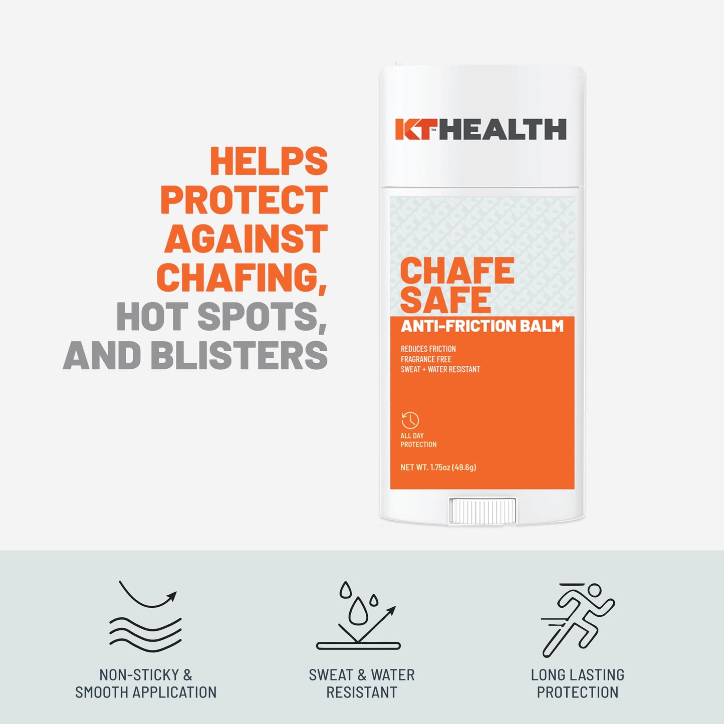 KT Health, Chafe Safe, Anti-Friction Balm, All-Day Friction Protection, Large, Unscented