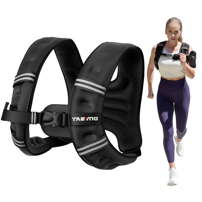 TAEVNO Weighted Vest, 12lb Weight Vest with Detachable Phone Pouch, Suitable For Women, Men, Ideal for Workouts, Strength Training, Fitness, Running, Weight Loss, Walking