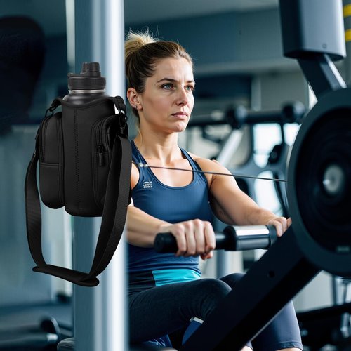 Yanwela Magnetic Gym Water Bottle Bag with Strong Magnet Holder for Men and Women Securely Attaches to Metal Surfaces Perfect for 40Oz Bottle Phone Small Essentials Carrier