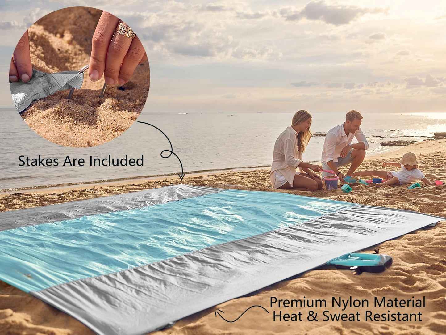 WEKAPO Beach Blanket - Extra Large Sandproof & Waterproof Mat | Quick Drying for Vacation, Picnic & Camping