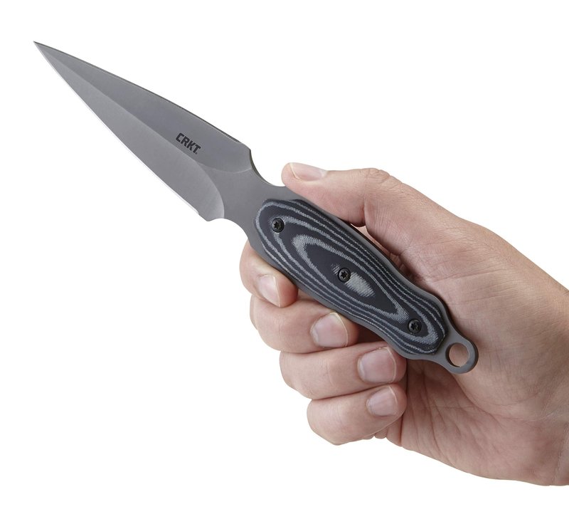 CRKT Shrill Fixed Blade Knife with Sheath: Stainless Steel Plain Edge Blade, Micarta Handle, 2075