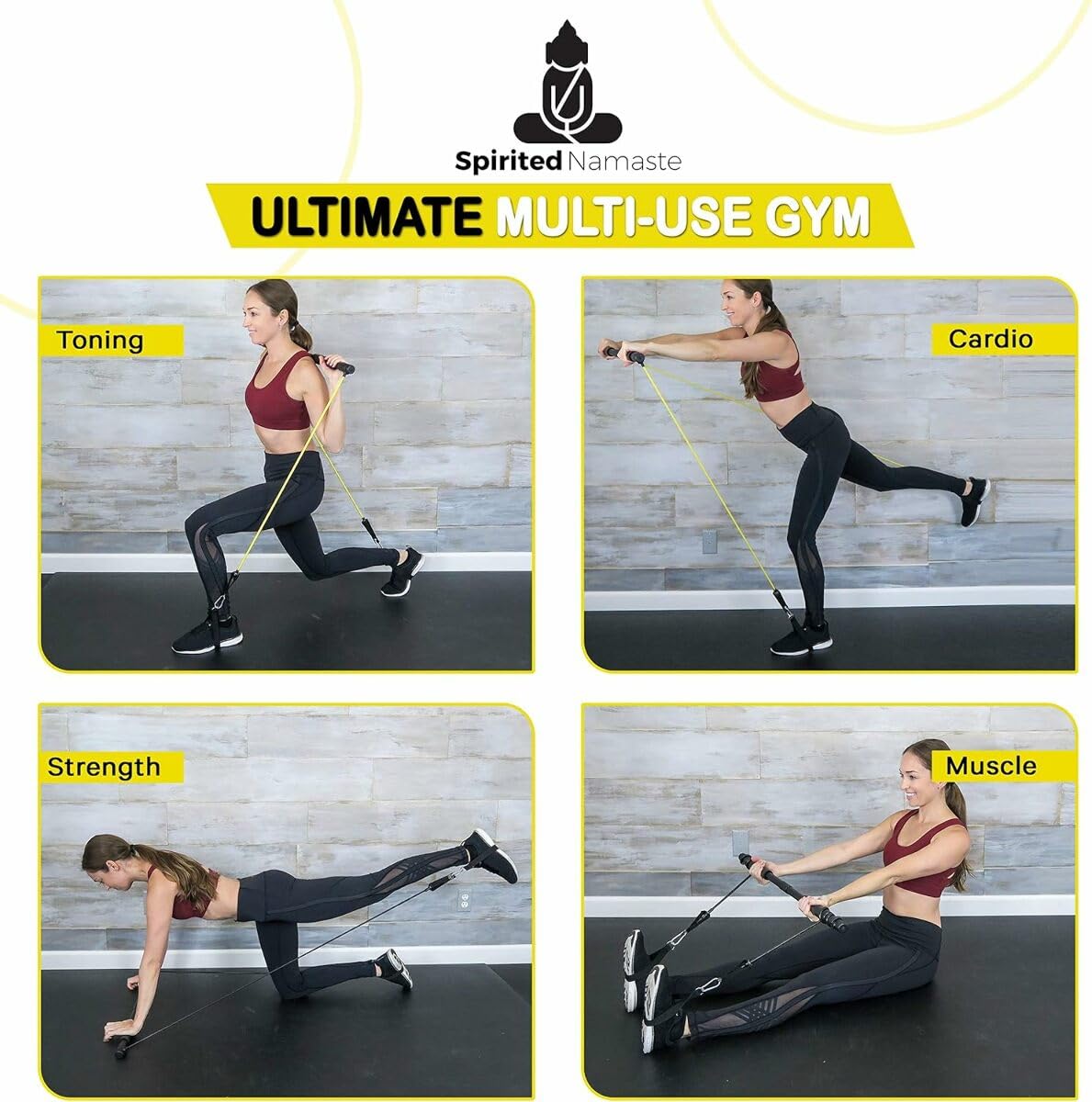 Spirited Namaste-Pilates Bar Home Gym Workout Equipment Kit with Resistance Bands| Portable Exercise Fitness Bar/Stick for Women and Men | 20,30, & 40 lb Pilate Toning Adjustable Squat & Body Band