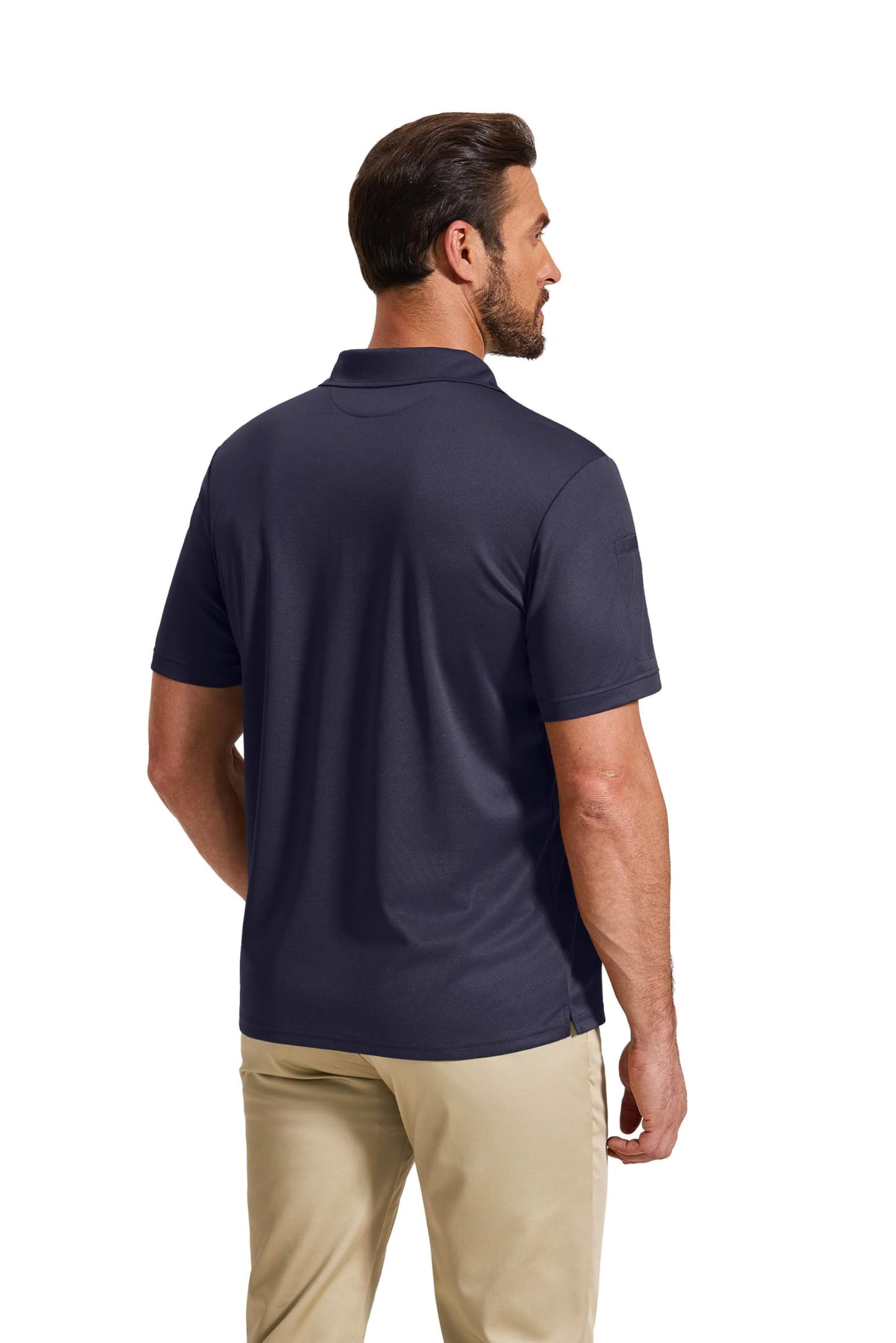 COOFANDY Mens Polo Shirts Short Sleeve Athletic Golf Polos Moisture Wicking Collared Shirts for Men with Pocket Navy Blue
