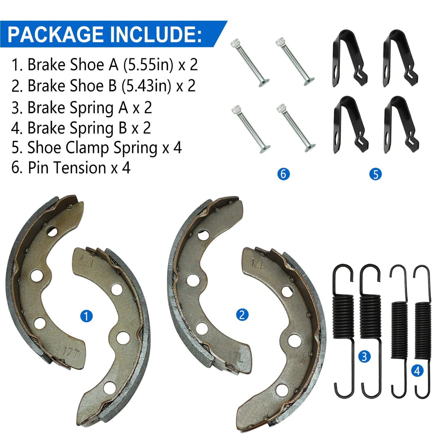 Brake Shoes Springs Kits 1018232-01 for Club Car DS 1995-Up Precedent 2004-Up Yamaha G1/G2/G3/G5/G8/G9/G11 E-Z-GO Gas Electric Golf Cart