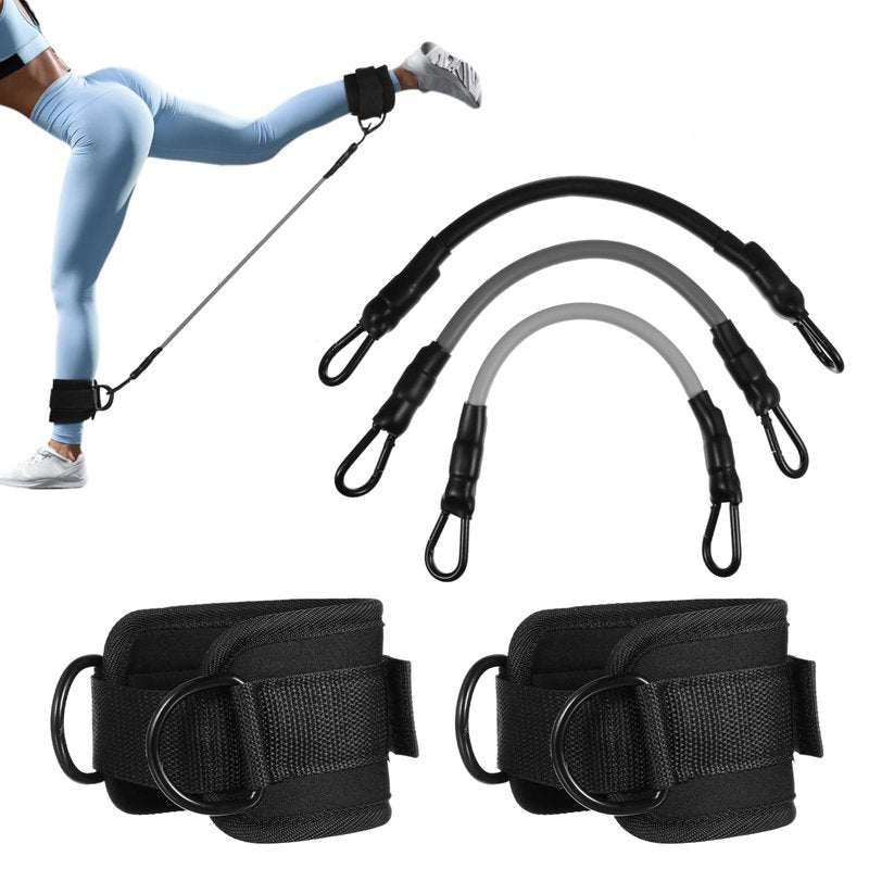 Kisangel Ankle Resistance Bands with Cuffs for Leg Workout Adjustable Ankle Straps for Hip Training and Stability Leg Exercise Bands Resistance for Home Gym Fitness
