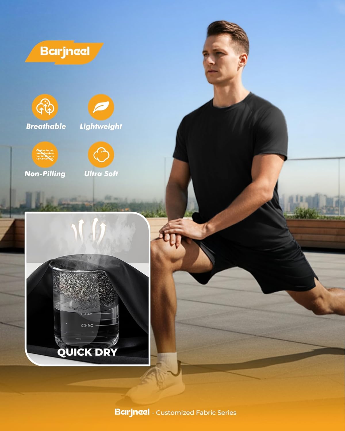 Skiennix Men's Workout Shirts - Quick Dry Moisture-Wicking T-Shirts for Gym & Running | 2-Pack Black