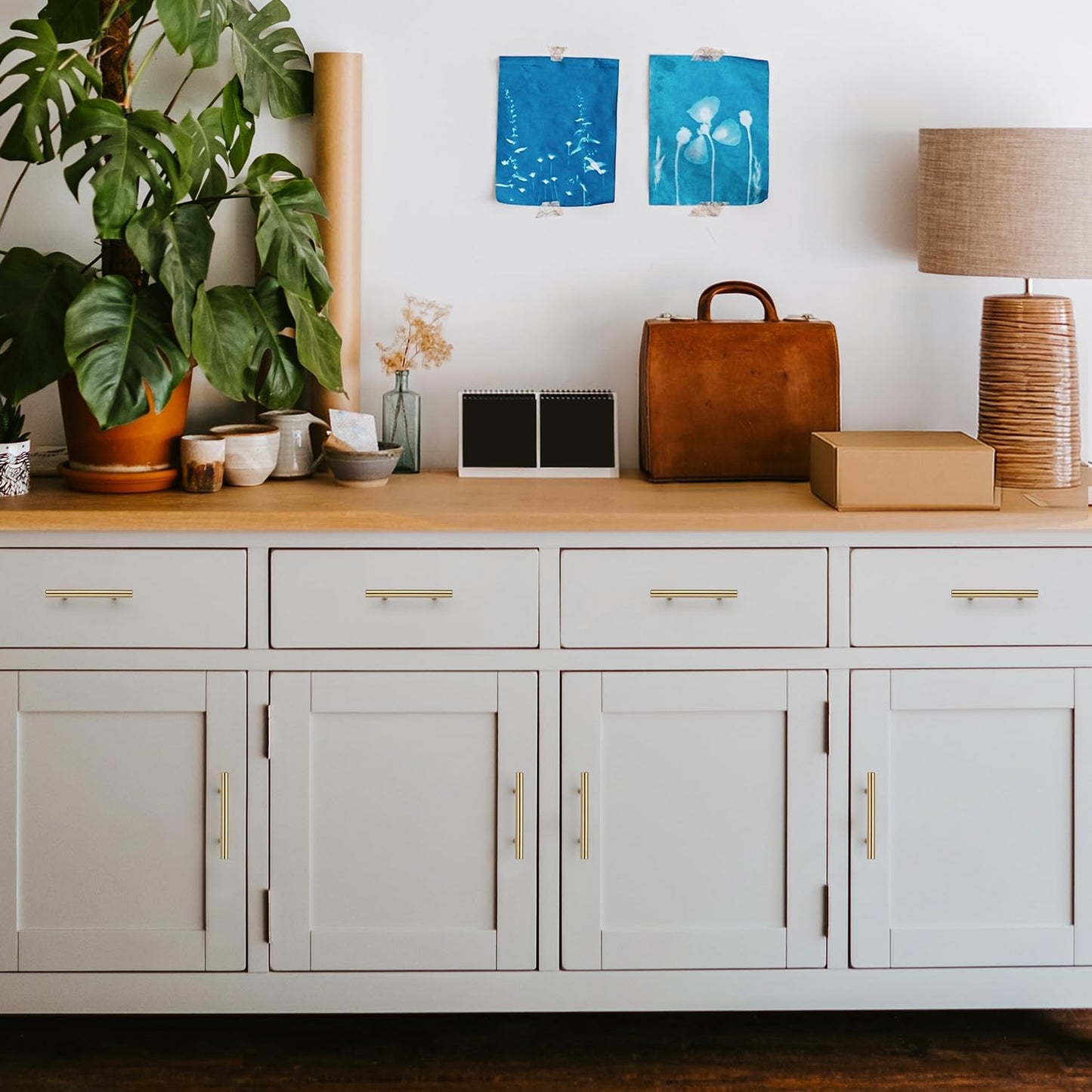 Ravinte 3 Pack 5 Inch Cabinet Pulls Champagne Bronze Stainless Steel Kitchen Drawer Pulls Cabinet Handles 5 InchLength, 3 Inch Hole Center