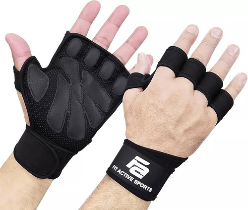 Fit Active Sports Ventilated Weight Lifting Workout Gloves with Wrist Wraps | Ideal for Gym & Cross Training