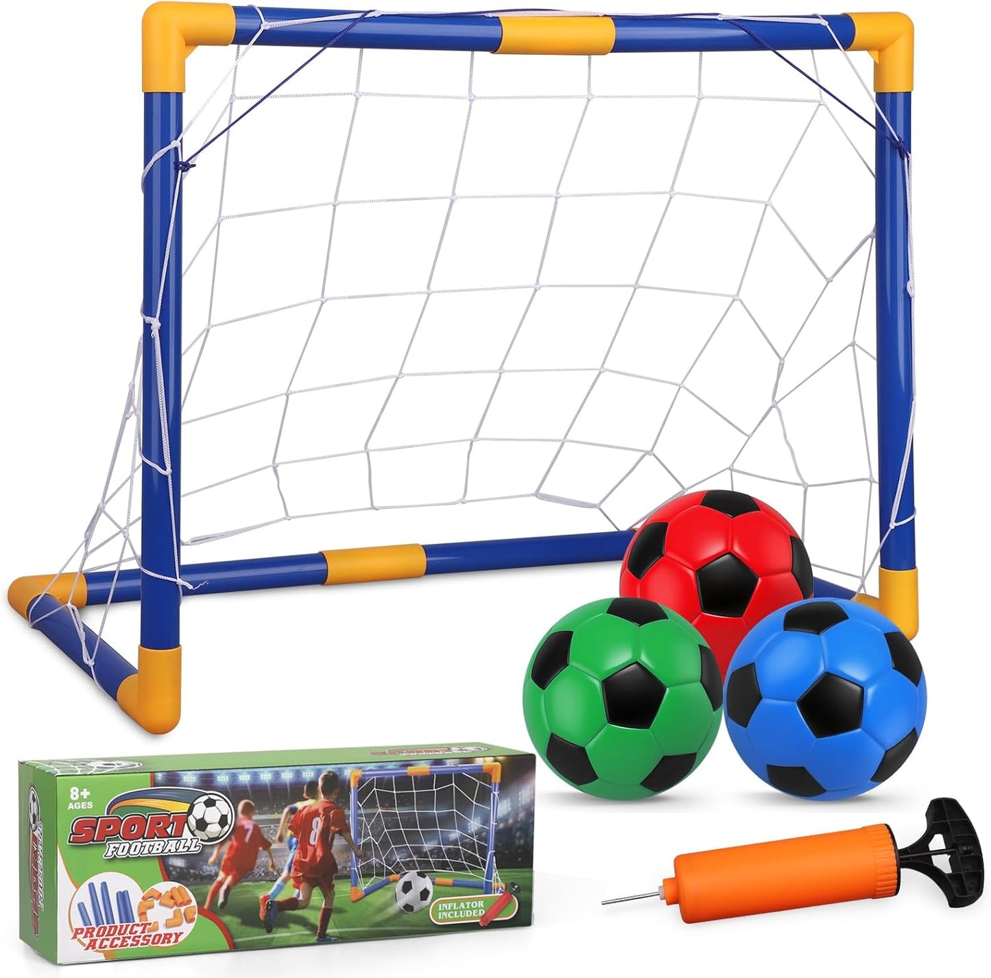 Soccer Goal Set - Portable Mini Soccer Net with 3 Balls | 23" W x 18" H x 12" D - Ideal for Kids & Youth Training