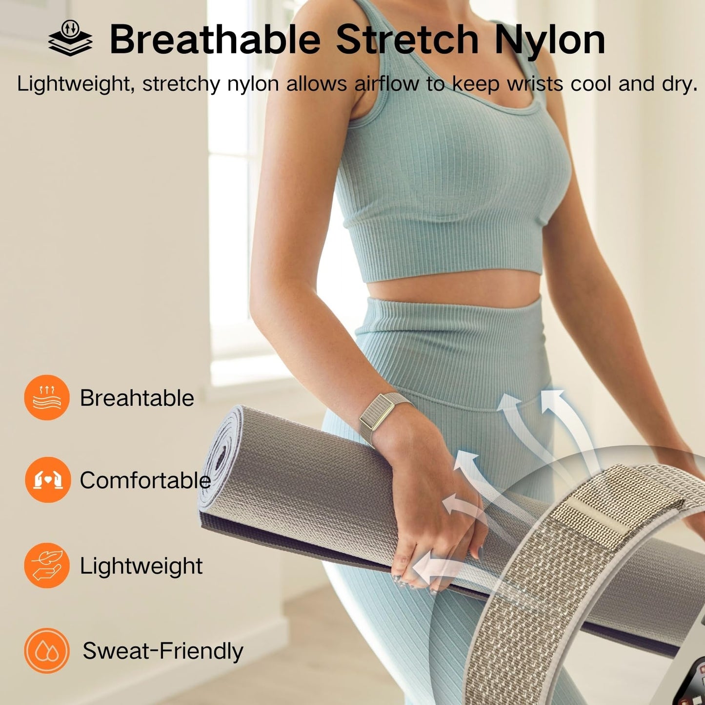 ESeekGo Nylon Bands Compatible for Polar Loop (2025) / Visible Armband 2.0 Straps, Hook & Loop Soft Weave Stretchy Breathable Replacement Sport Wristbands with Buckle, Fitness Bracelets, No Tracker