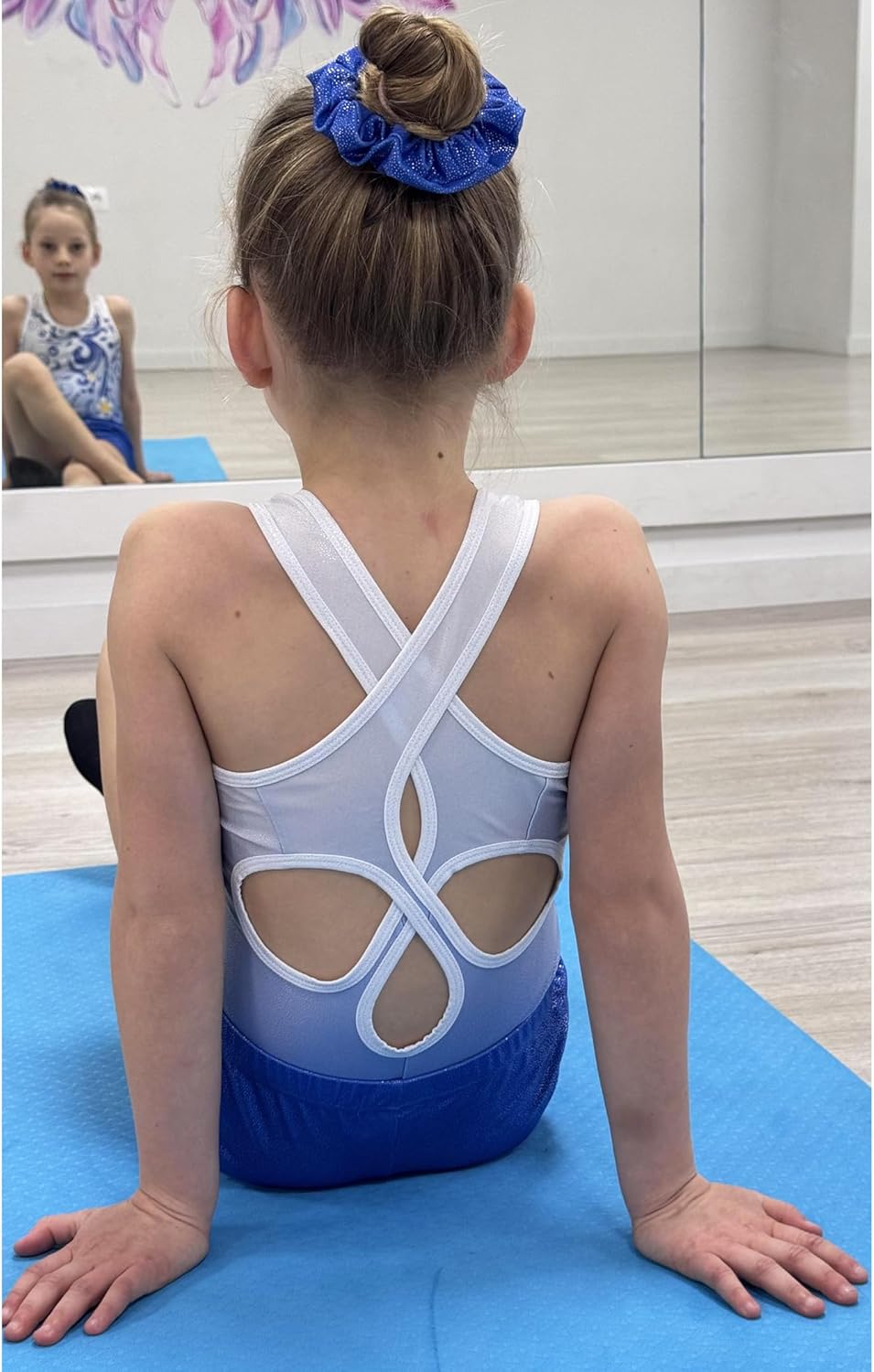 Zaclotre Gymnastics Leotards for Girls - Sparkly Sleeveless Hollow Back Unitard with Gym Shorts Combo