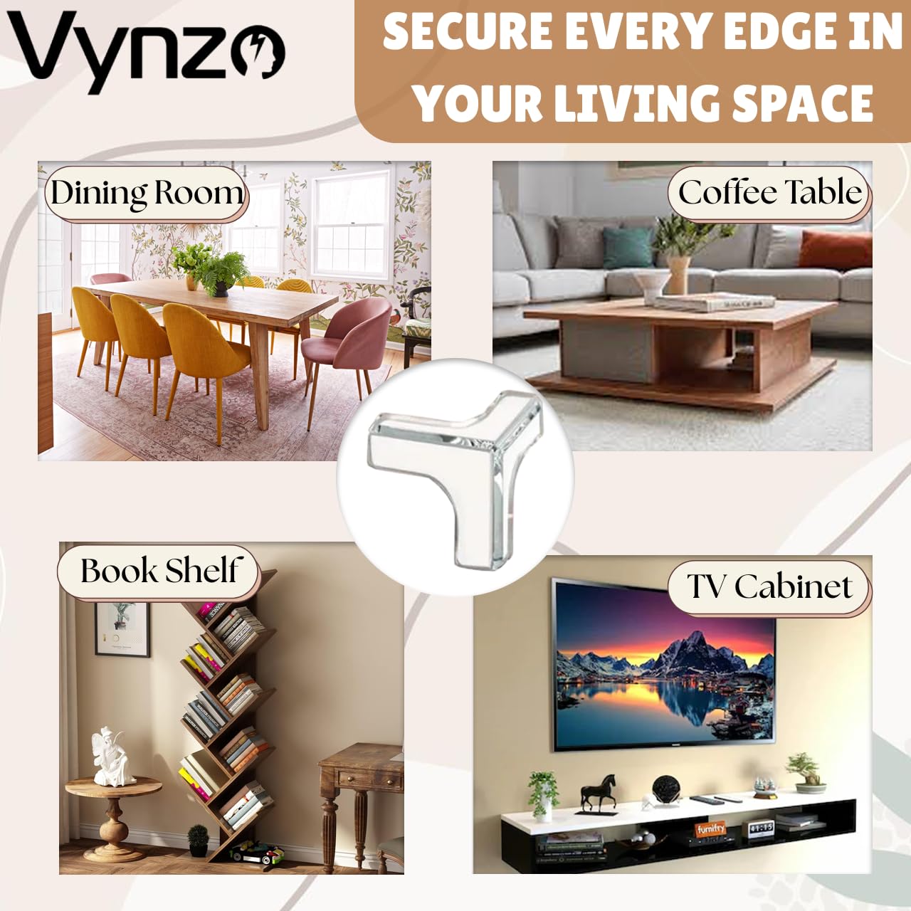 VYNZO 12 Pack Corner Protector Baby – T-Shaped Baby Proof Corners and Edges with Safety Bumpers, Soft Silicone Table Corner Covers Baby Safety, Corner Guards