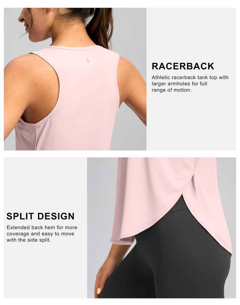Soothfeel Women's Workout Tank Tops Racerback Sleeveless Running Tennis Shirt Loose Fit Sports Gym Exercise Yoga Athletic Top (Cornus Pink, M)