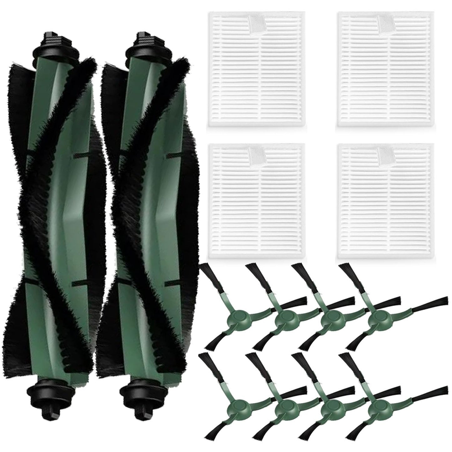 14 Pack Accessories Kit for iRobot Roomba Essential Series Q052-Vac2 105 Q0120 Y0140 Y0110 Q011 Robot Vacuum Cleaner,2 Roller Brush＆8 Side Brushes＆4 Hepa Filters (14 Packs)