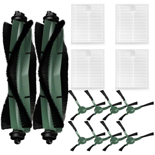 14 Pack Accessories Kit for iRobot Roomba Essential Series Q052-Vac2 105 Q0120 Y0140 Y0110 Q011 Robot Vacuum Cleaner,2 Roller Brush＆8 Side Brushes＆4 Hepa Filters (14 Packs)