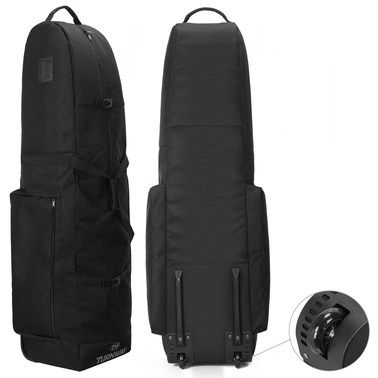 TurnWay Foldable Padded Golf Travel Bag, Heavy Duty 900D Polyester Waterproof Bag Cart Bag with Wheels, Soft-Sided Spacial Size for Golf Gear Transportation(Black)