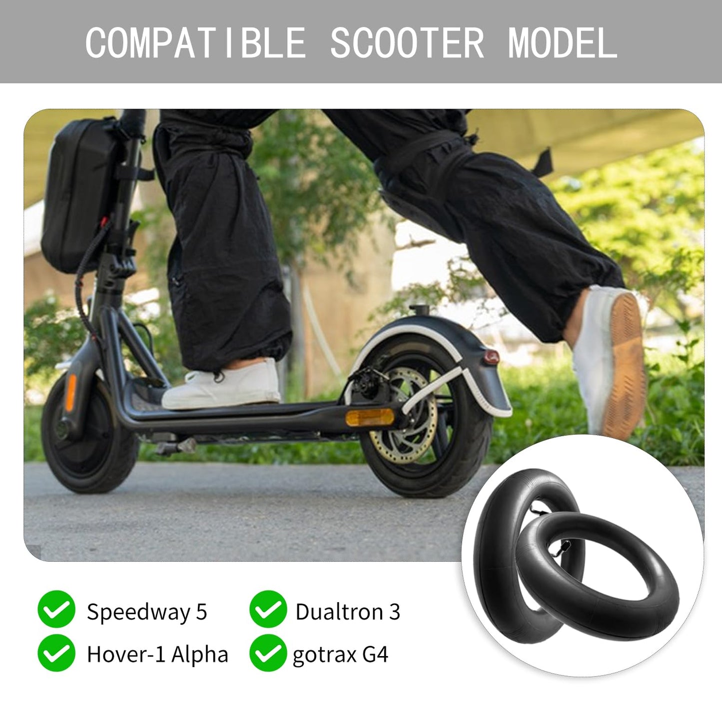 10x2.75-6.5 scooter tire tube, 70/65-6.5 Inner Tube, 10 inch Tires Replacement, for Speedway 5 Dualtron 3 Hover-1 Alpha gotrax G4 scooter [Thickened] [Valve Extension] [Tire Levers] (Tire Tube*2)