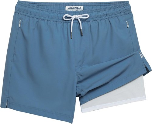 Maamgic 5-Inch Men's Swimming Trunks - 2-in-1 Quick Dry Swim Shorts with Compression Liner & Zipper Pockets