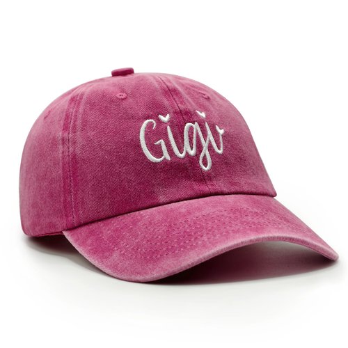Gigi Gifts for Grandma, Birthday Gifts for Gigi from Grandkids, Mothers Christmas Birthday Gift for Nana Grandmother, Adjustable Washed Cotton Embroidered Baseball Caps Hats Pink