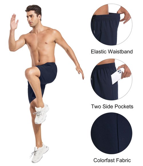 Kinglaman 5 Pack Mens Athletic Gym Workout Shorts Quick Dry Basketball Running Lightweight Shorts with Pockets 3 Black 1 Blue 1 Gray Medium