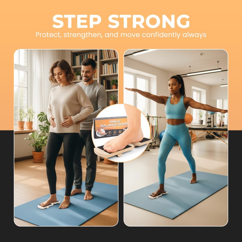 ECOMPLEO Ankle Balance Board & Foot Strengthener – Single Leg Stability Trainer for Physical Therapy, Sprain Recovery, Plantar Fasciitis Relief & Balance Training