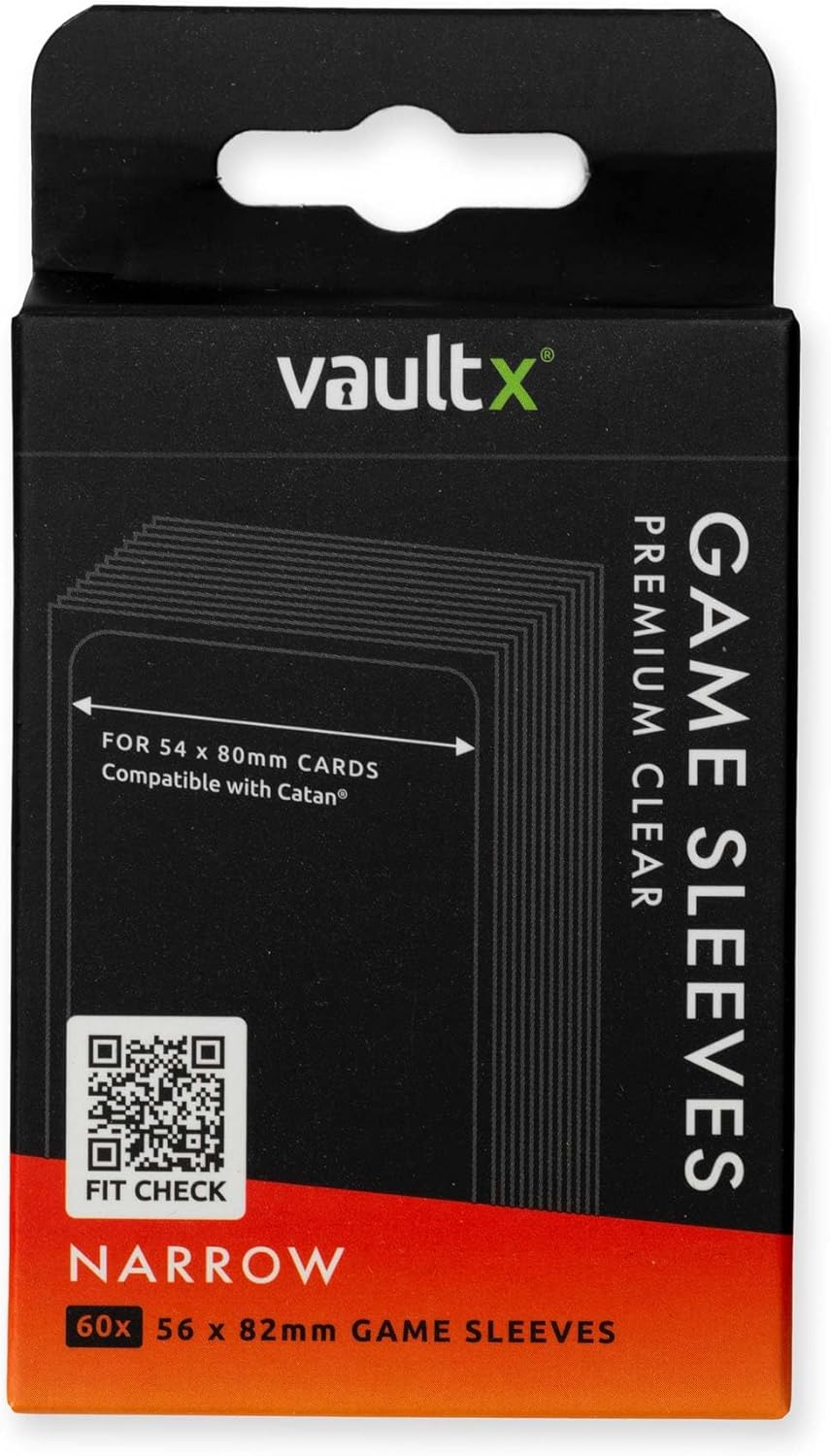 Vault X Narrow Board Game Sleeves - Premium Quality 56 x 82mm (60 Pack) for Catan
