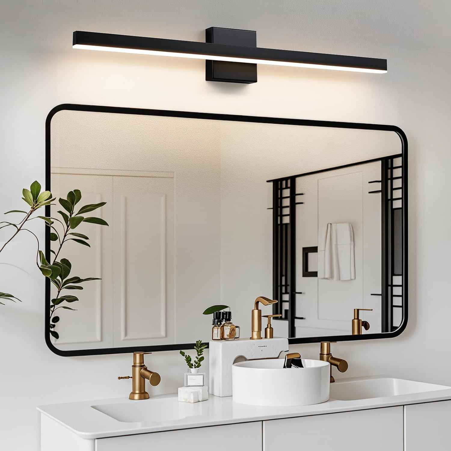 24-Inch Dimmable Gold Bathroom Vanity Light - Modern LED Bar Fixture for Over Mirror