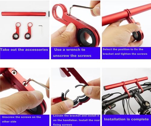 Bike Handlebar Extender,Bike Handlebar Extender with Double Mounting Clamp Bracket,For Bike Mounts,Extender Bars, Headlights,Light Lamp,Bicycle Accessories